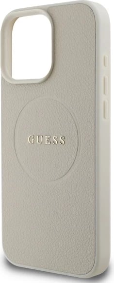 Mbështjellës Guess Grained Ring MagSafe për iPhone 16 Pro Max, Bezhe