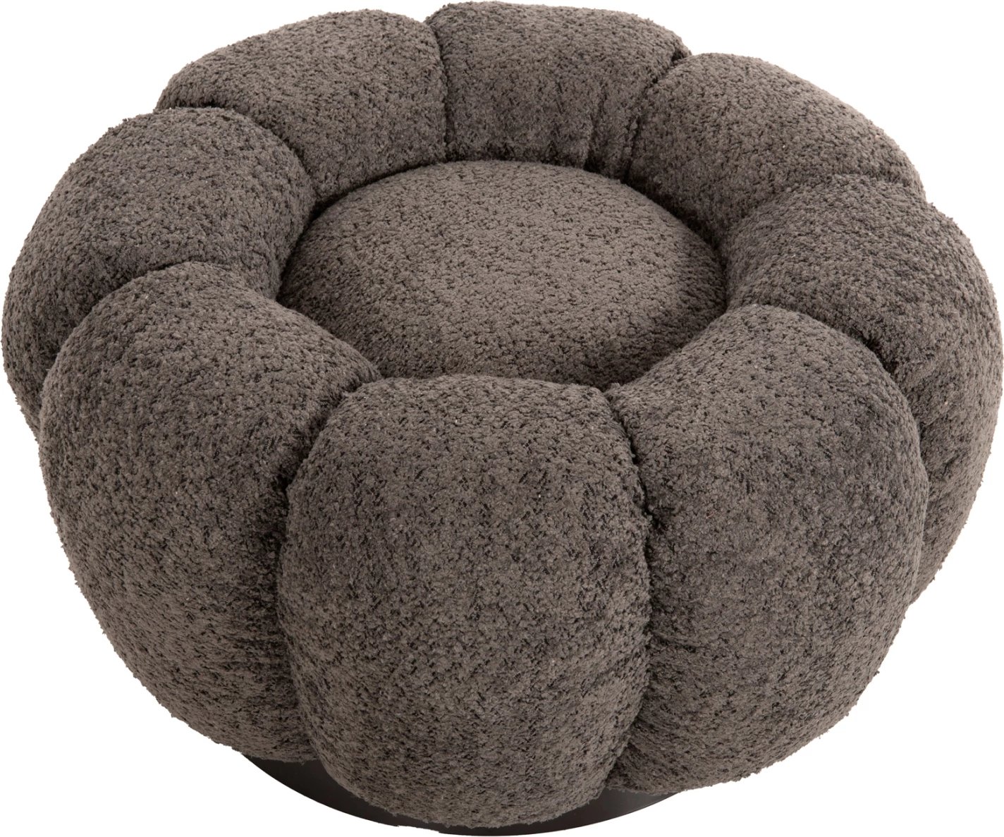 Karrige për bar KRIPP FH9602.01, gri boucle, bazë metalike e zezë, Φ60x31H cm