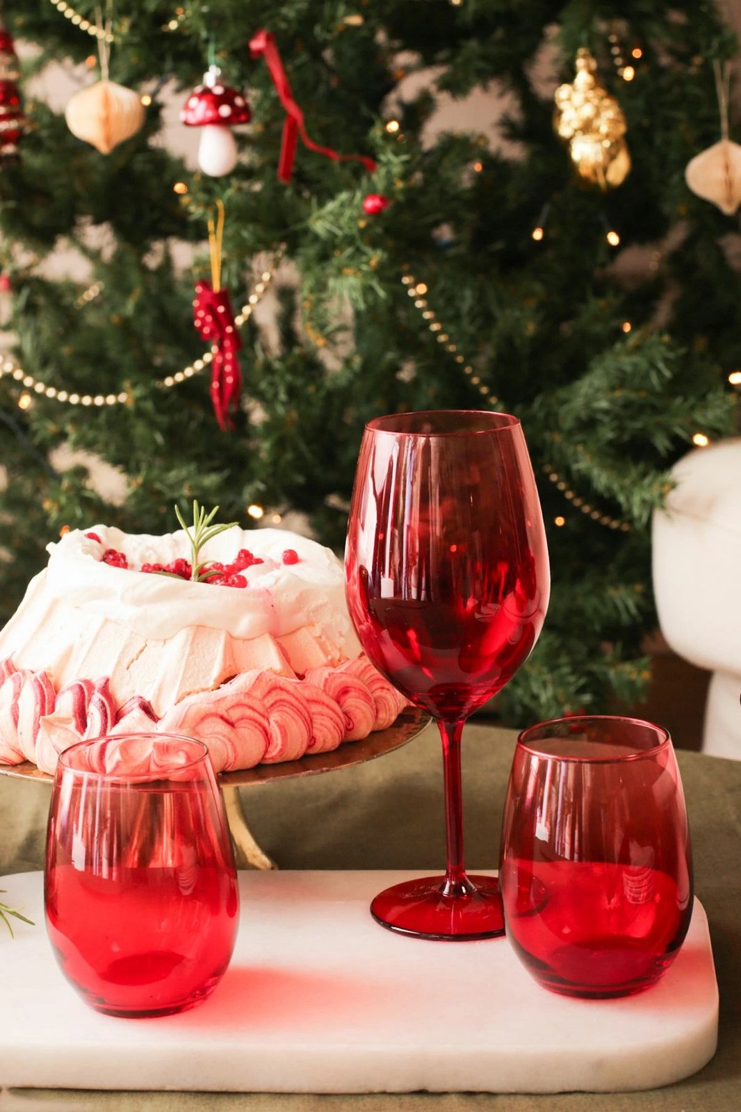 Set gotash prej qelqi (4 copë), Hermia Concept, Larc 350, e kuqe