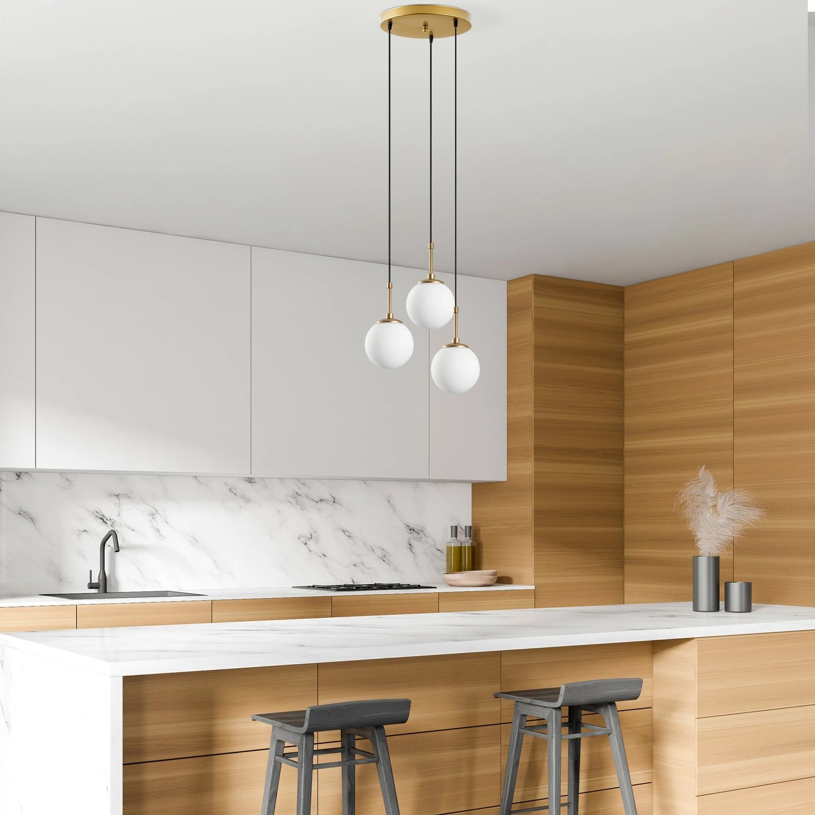 Llambë tavani Opviq Orbital, ngjyrë ari, 36x36x115cm