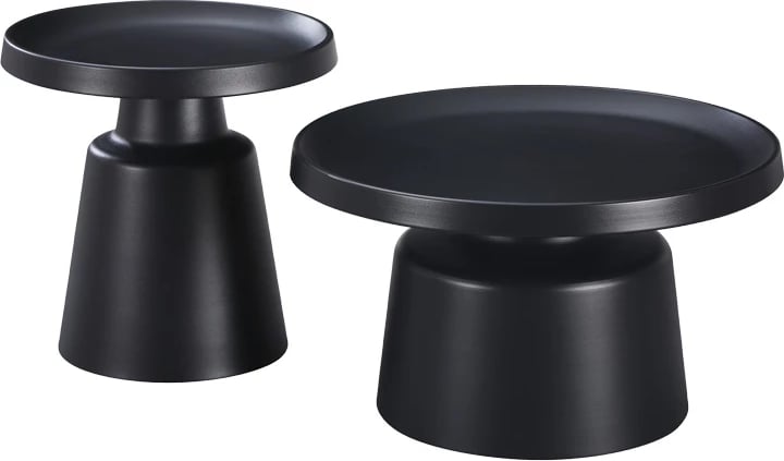 Set tavolina kafeje Ginoze, metal i zi, 2 copë