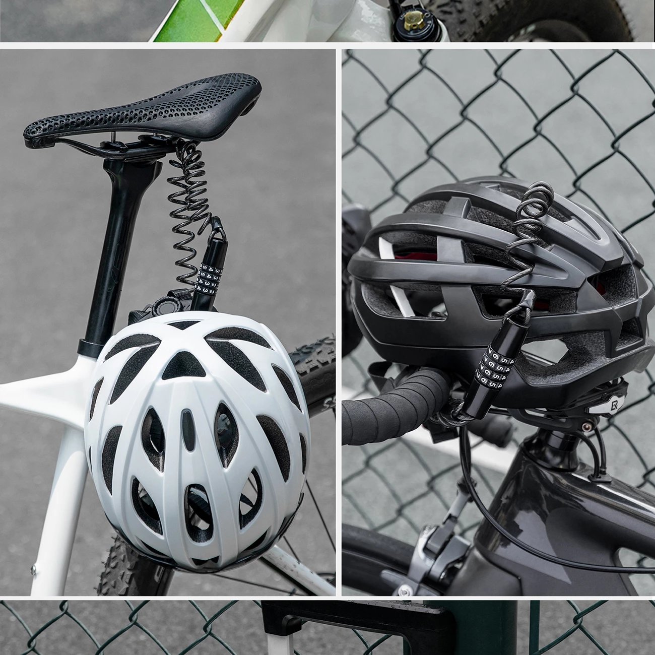 Kyç kabllo për biçikletë/helmetë Wozinsky WBN-01R, kombinim 4-shifror, 1.5 m, i papërshkueshëm nga uji, zi