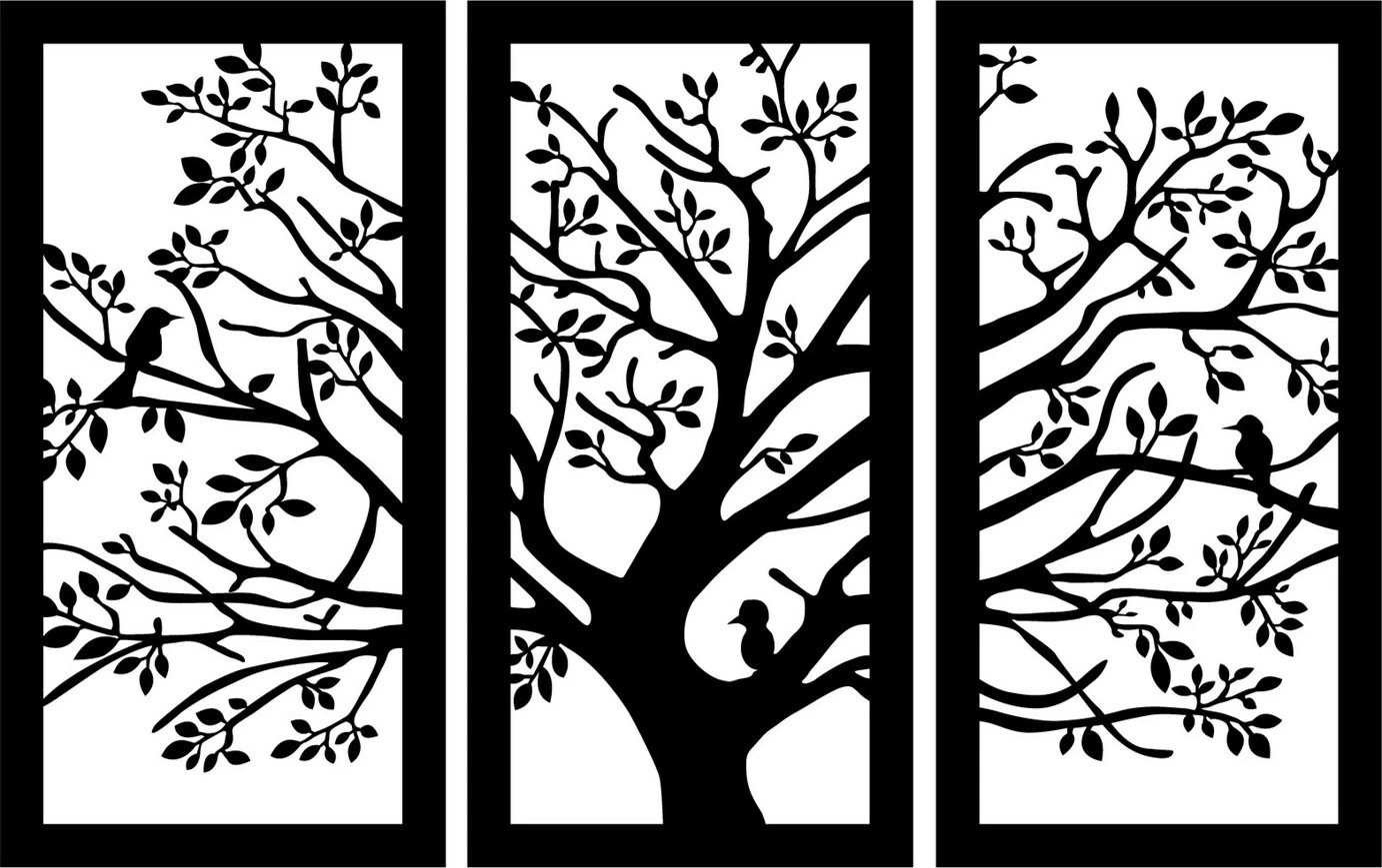 Aksesor dekorativ metalik për mur, Wallity Arbol, i zi, M124, 103x65cm