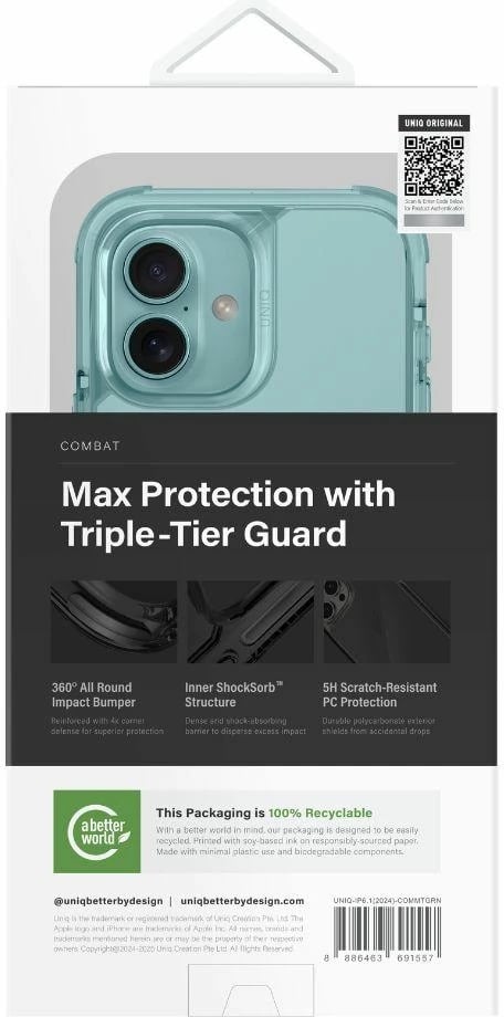 Mbështjellës UNIQ Combat për iPhone 16 6.1", MagSafe, Gjelbër