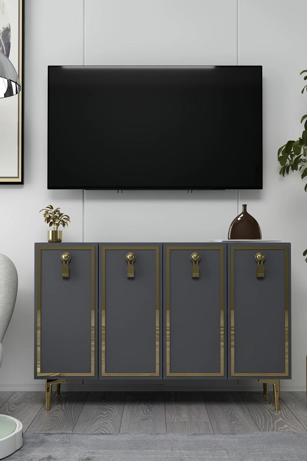 Konsolë Skye Decor, anthracite, gold, 8186KM-64