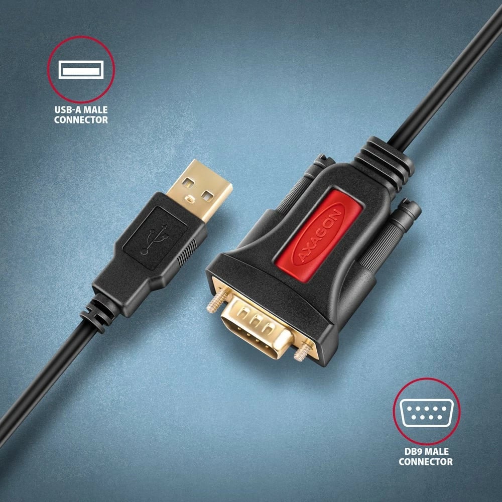 Adapter USB në RS-232 AXAGON ADS-1PSN, 1.5m, Prolific Chip, i zi