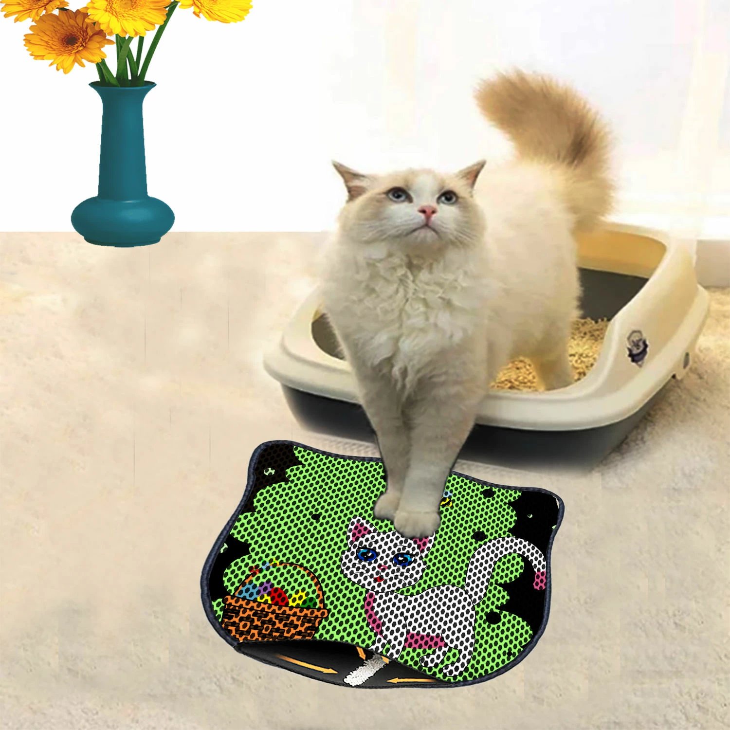 Tapet për rërë të maceve, shumëngjyrësh, Kdkafa0056