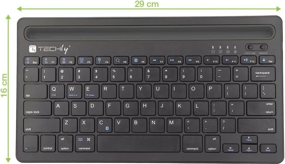 Tastierë Bluetooth Techly ICTBK102U me mbajtëse për tabletë dhe telefon, e zezë
