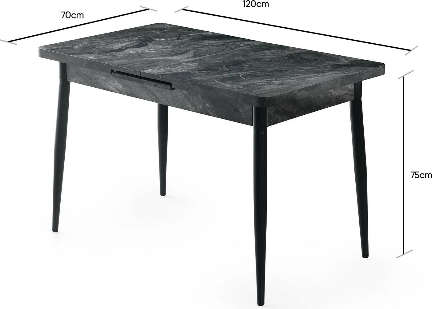 Tavolinë ngrënieje e zgjatshme, ngjyrë antracit, Hanah Home, Ay - 1182