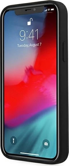 Mbështjellës Guess GUHCP12LLSVSBW për iPhone 12 Pro Max 6.7", silikon, zi/bardhë
