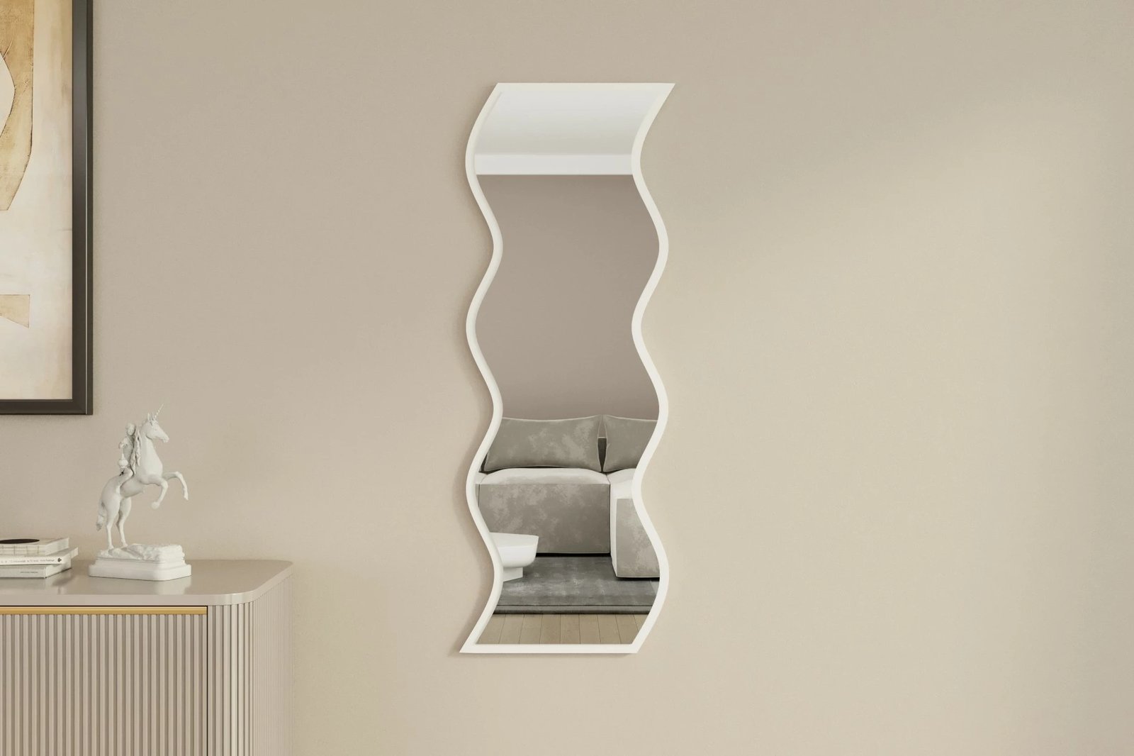 Pasqyrë dekorative Skye Decor, e bardhë, Safi