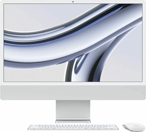 Kompjuter iMac AIO, 24", Apple M3-8 Core CPU, 8GB RAM, 256GB SSD, 8-Core GPU, silver