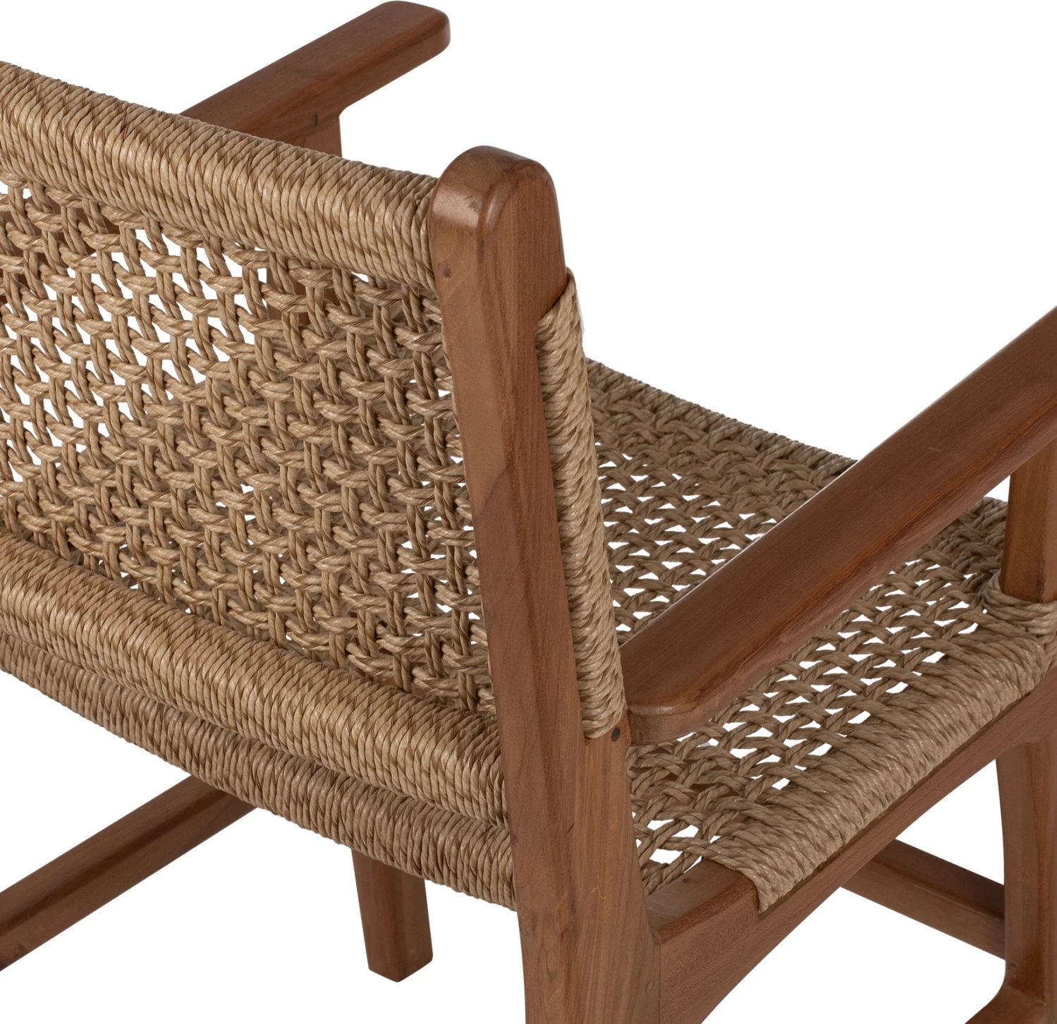 Karrige me krahë, dru teak, ngjyrë natyrale, litar rattan, 54x58x88H cm, FH9385.01