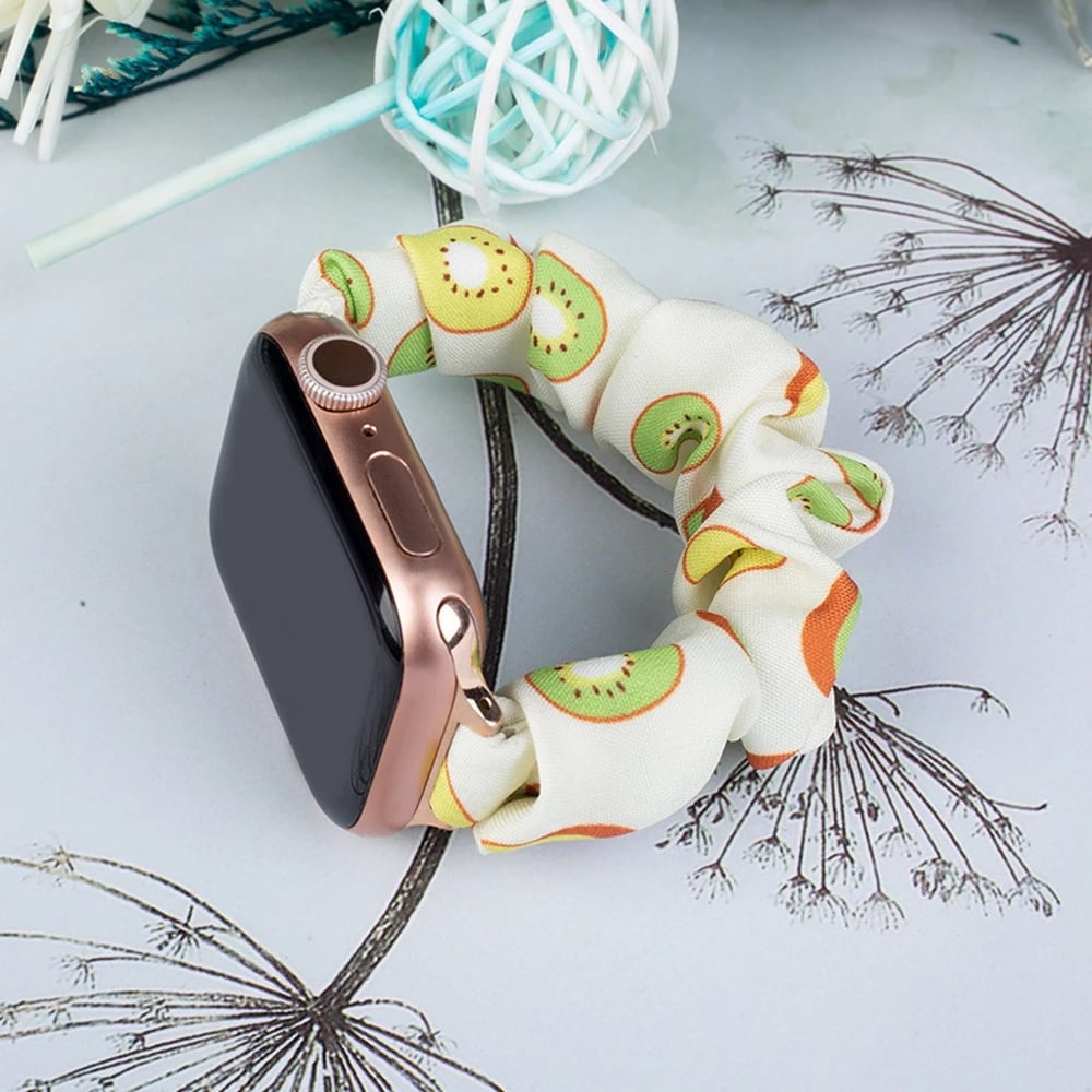 Rrip tekstili për Apple Watch Hurtel, model kiwi, elastik, i bardhë