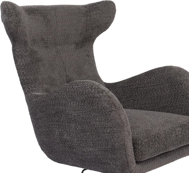 Fotel rrotullues Zefrina, material tekstili ngjyrë gri e errët, bazë metalike e zezë, 82x77x99cm