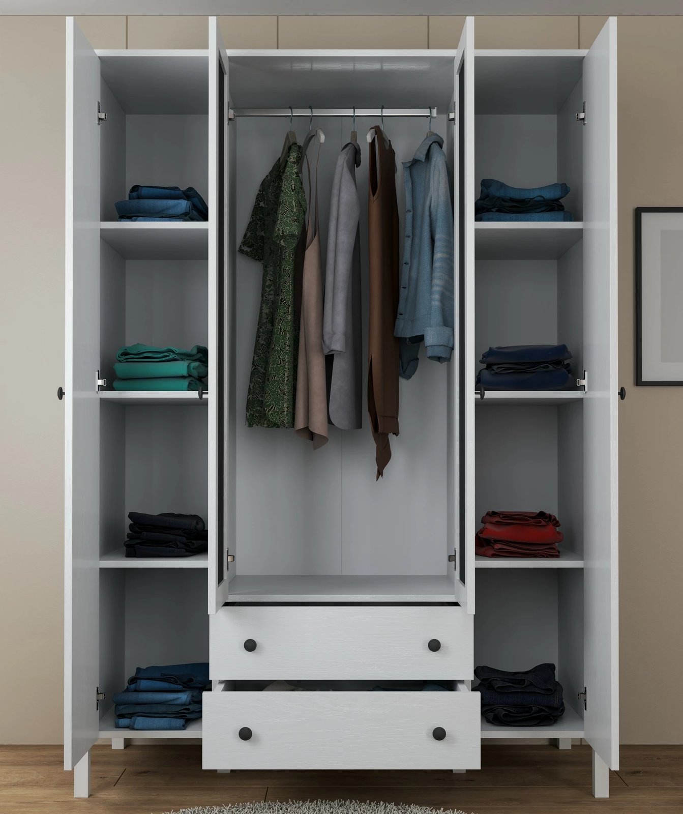 Dollap Hanah Home, FRN-20012, ngjyrë druri dhe e bardhë