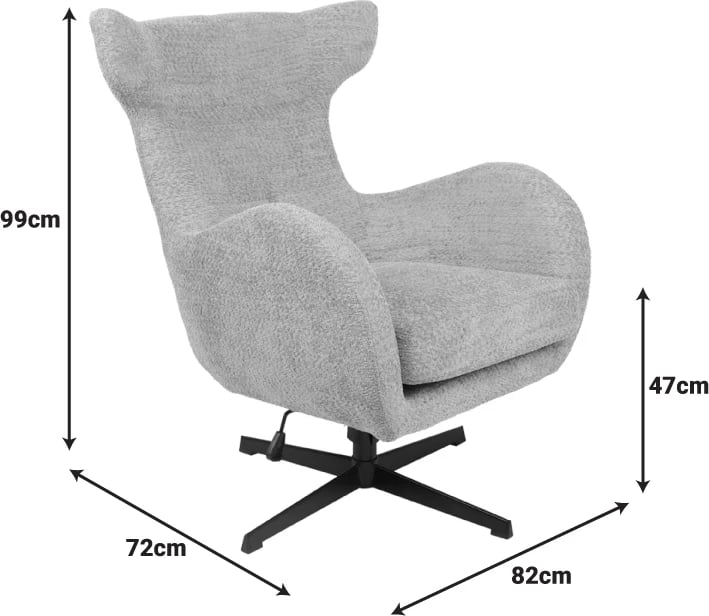 Karrige rrotulluese Zefrina, material bezhë, bazë e zezë, 82x77x99cm