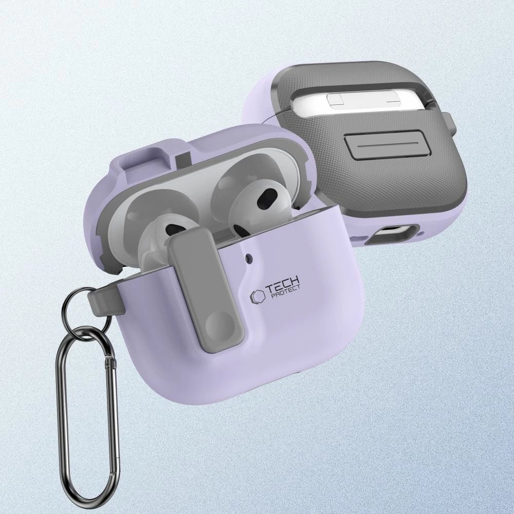 Mbështjellës Tech-Protect Slim Hook për AirPods 4, vjollcë