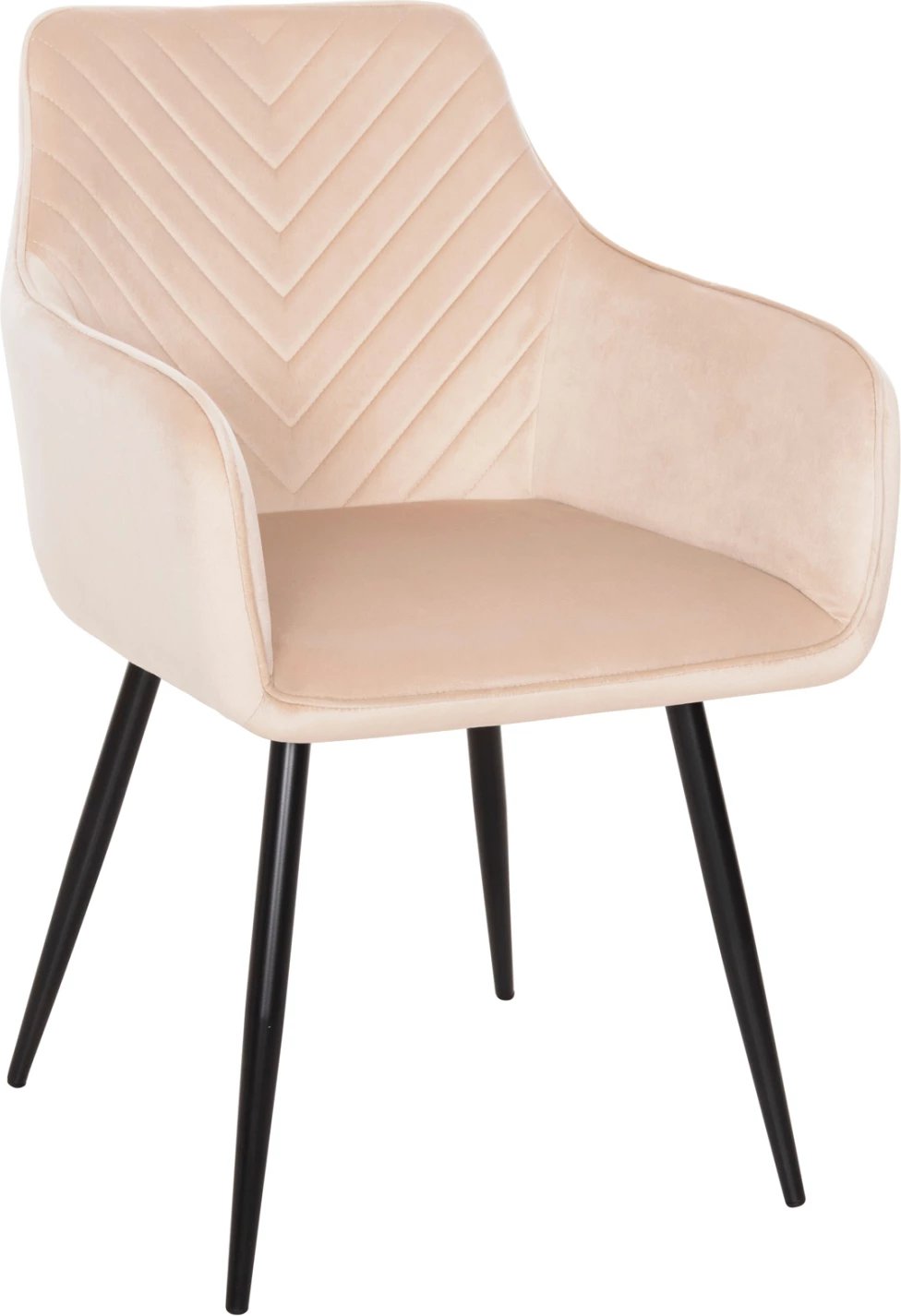 Karrige për ngrënie, kadife ecru, këmbë metalike të zeza, 57x56x84 cm