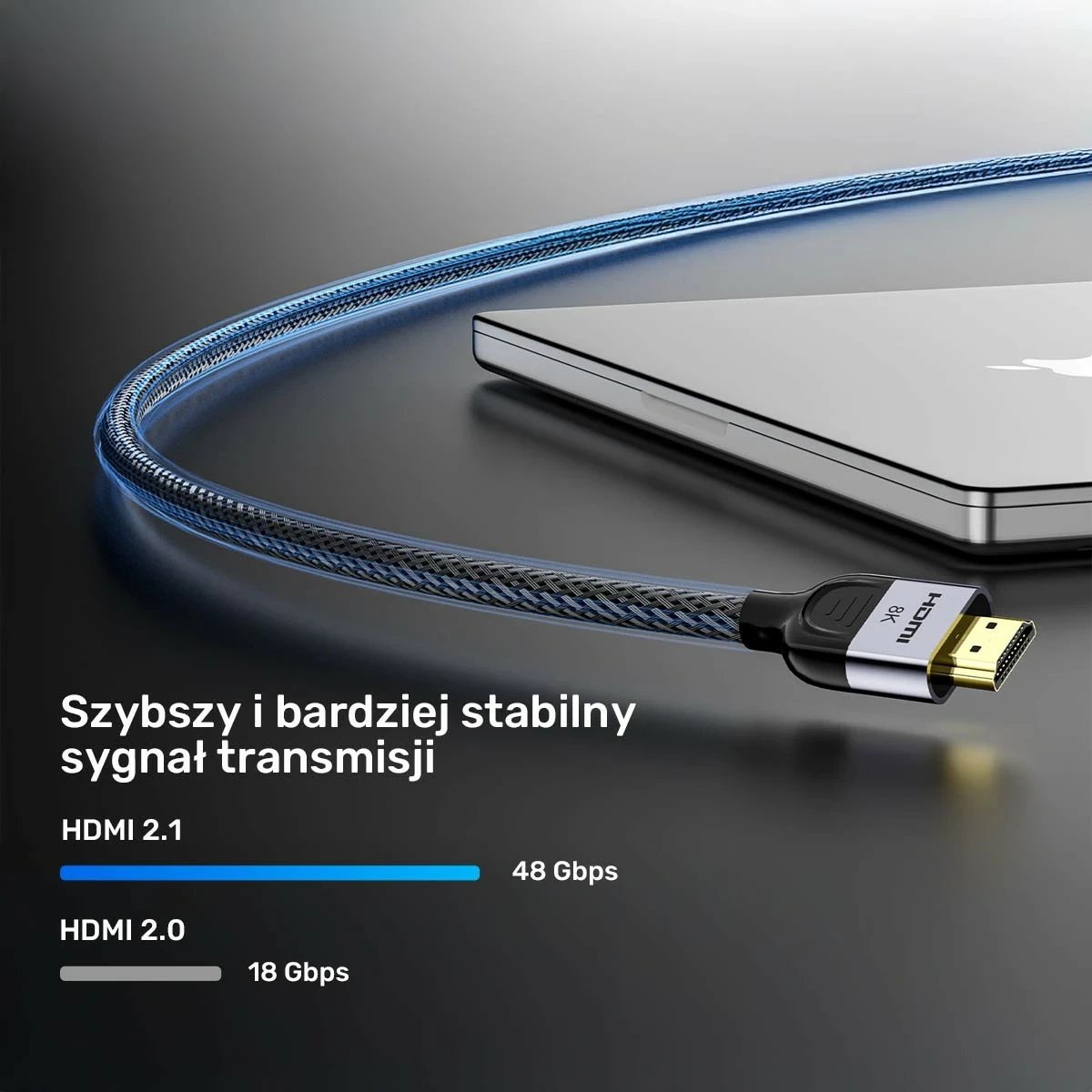 Kabllo HDMI Unitek HDMI 2.1 LUX, 1m, 8K, e zezë-gri
