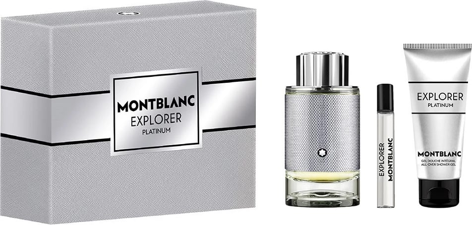 Set Eau de Parfum për meshkuj Mont Blanc Explorer Platinum 100ml + mini 7.5ml + xhel dushi 100ml