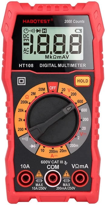 Multimetër digital, Habotest HT108L, 2000 counts, True RMS, ekran me ndriçim, CAT III 600V, me tela testuese
