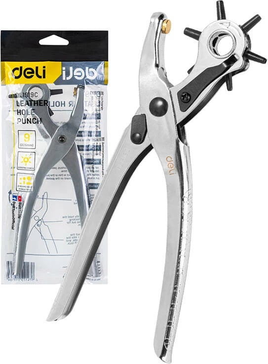 Pinca për shpuarje lëkure Deli Tools EDL1919C, 9", argjendtë