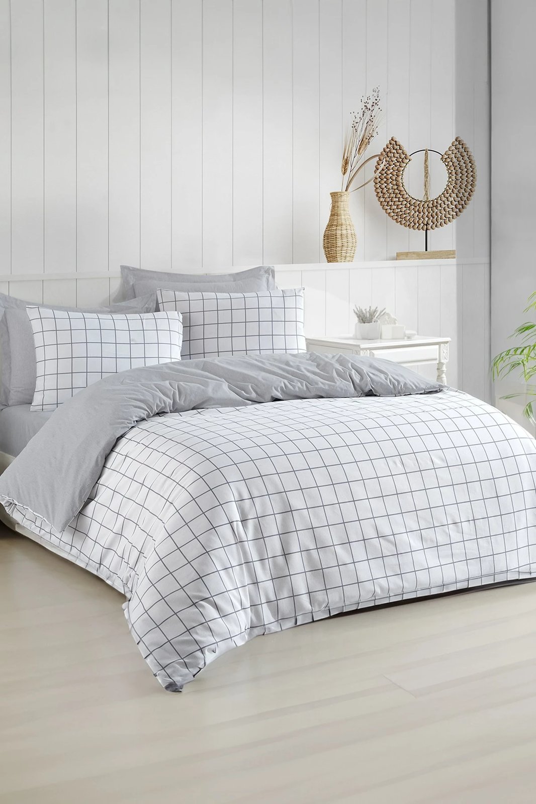 Set mbulesë për jorgan Super King, Artus, ngjyrë gri-bardhë