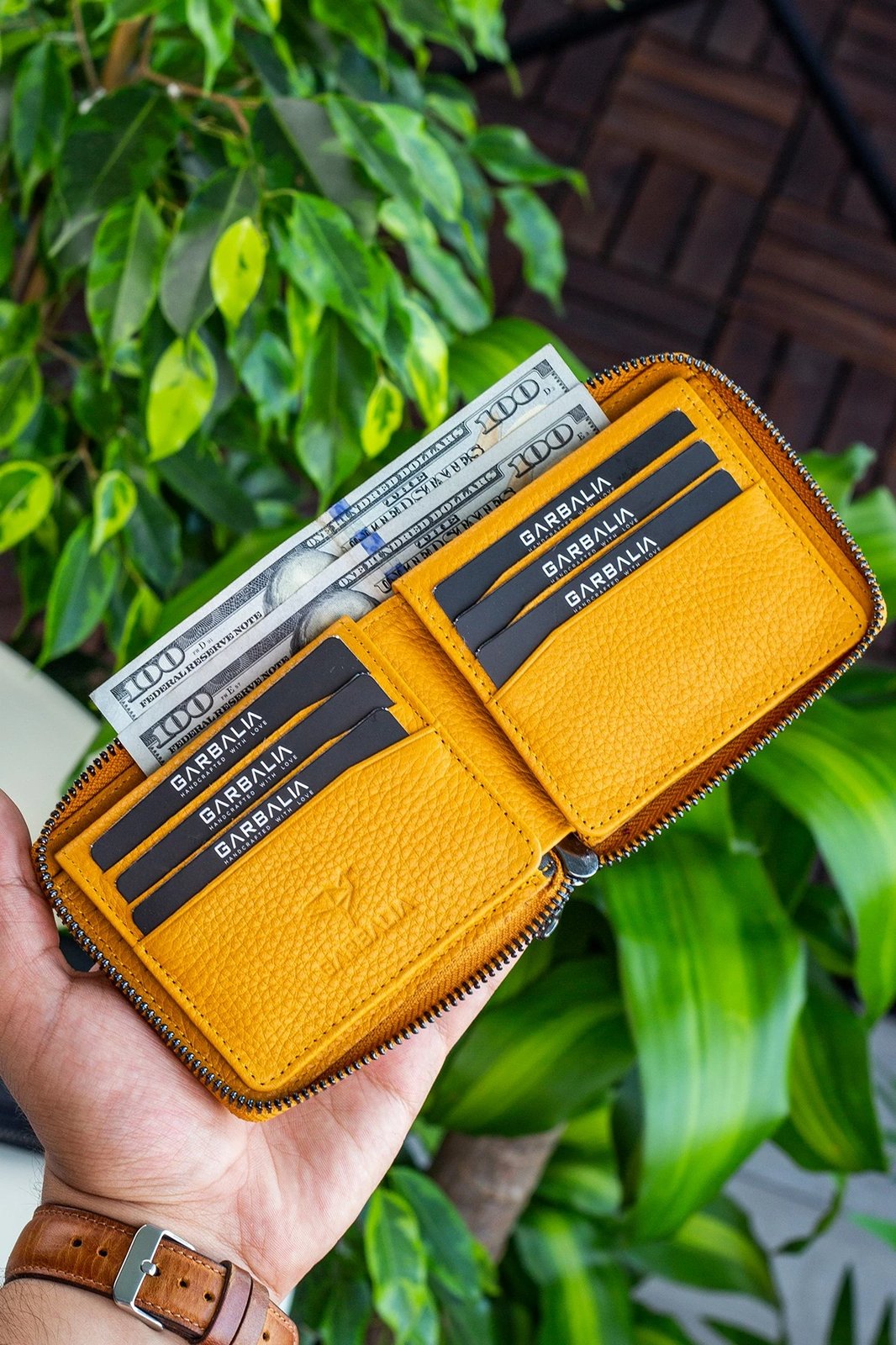 Portofol unisex Zoozie Bags, ngjyrë mustard, Carole