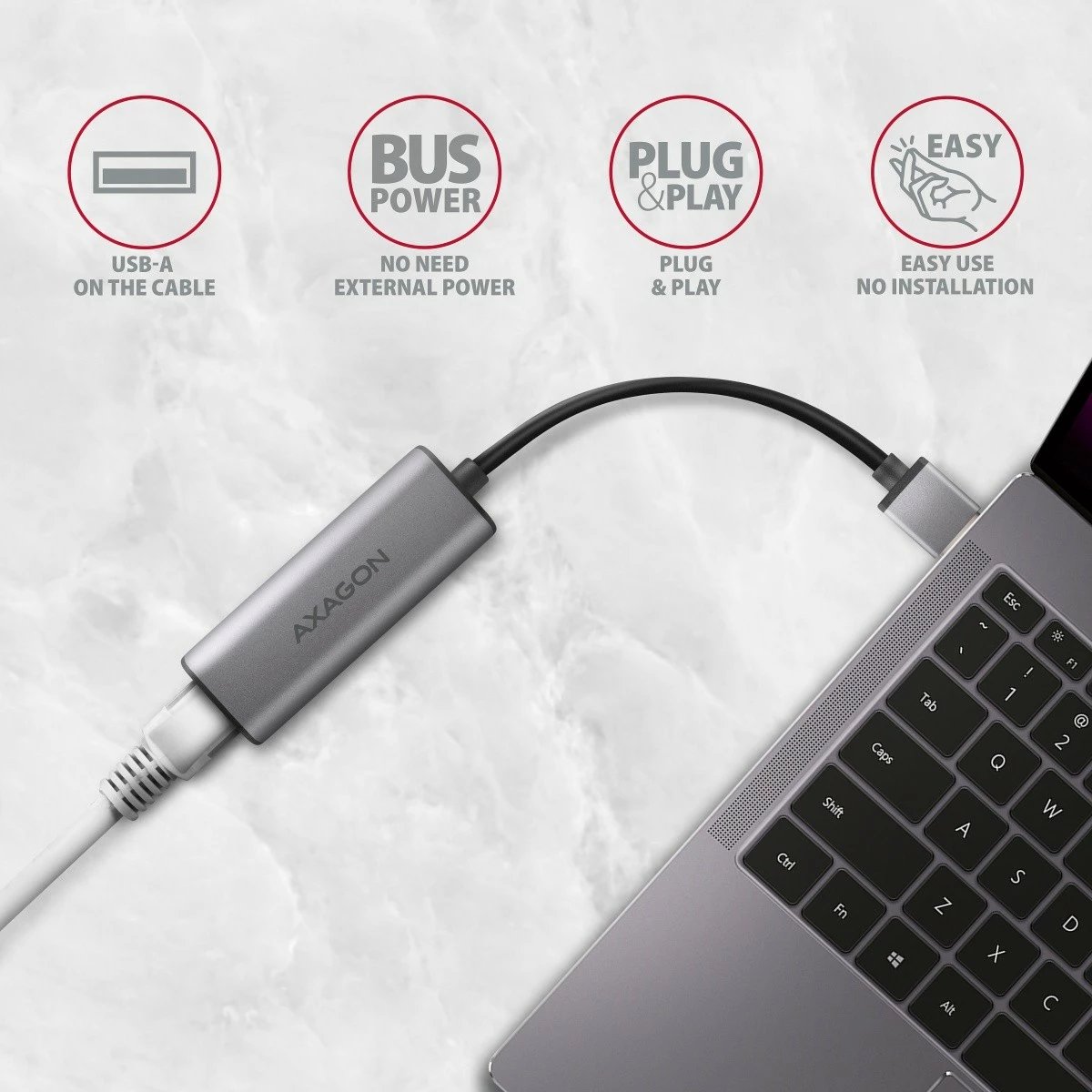 Kartë rrjeti AXAGON ADE-25R, 2.5 Gigabit Ethernet, USB-A 3.2 Gen 1, Gri