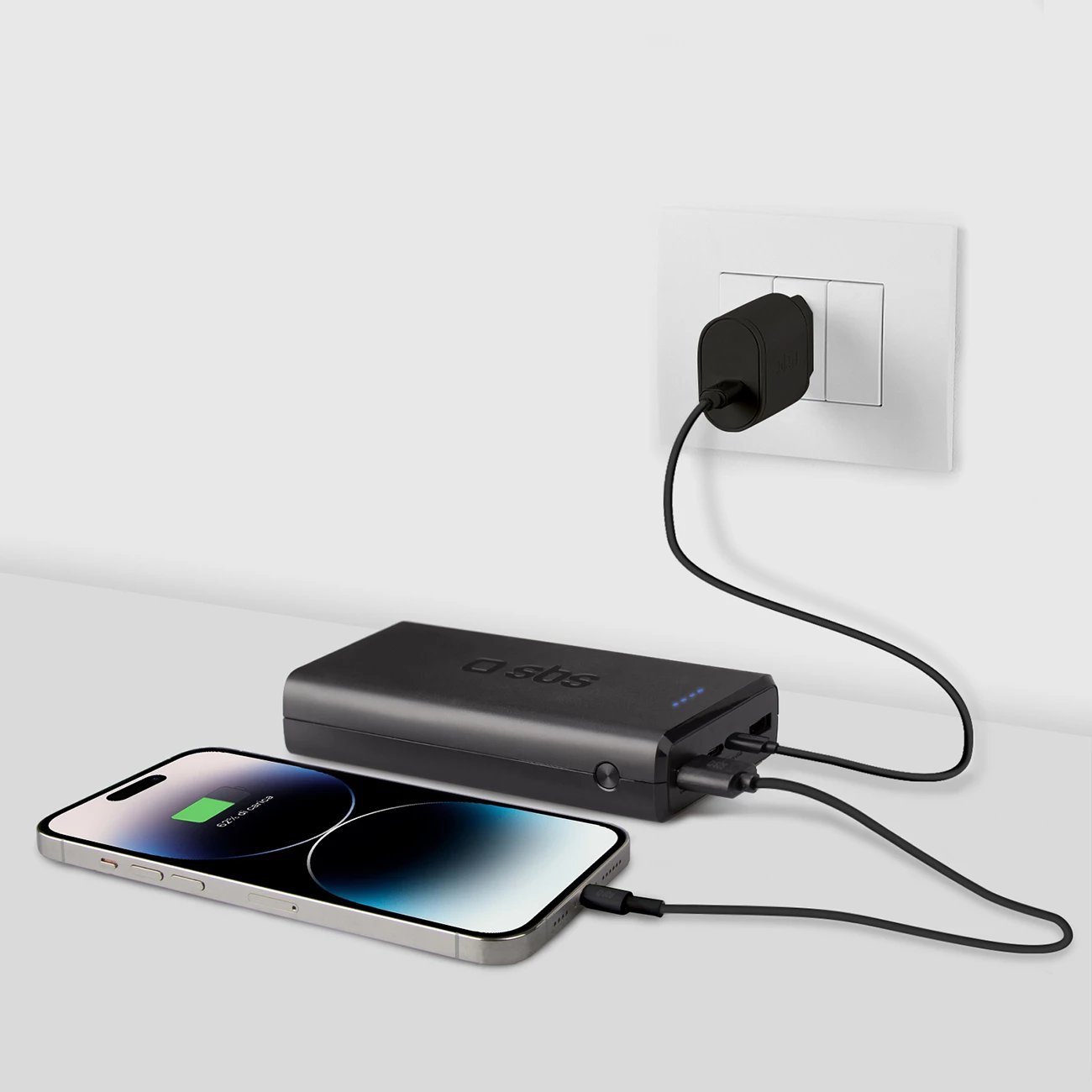 Power bank SBS 20,000 mAh, 2 USB, e zezë