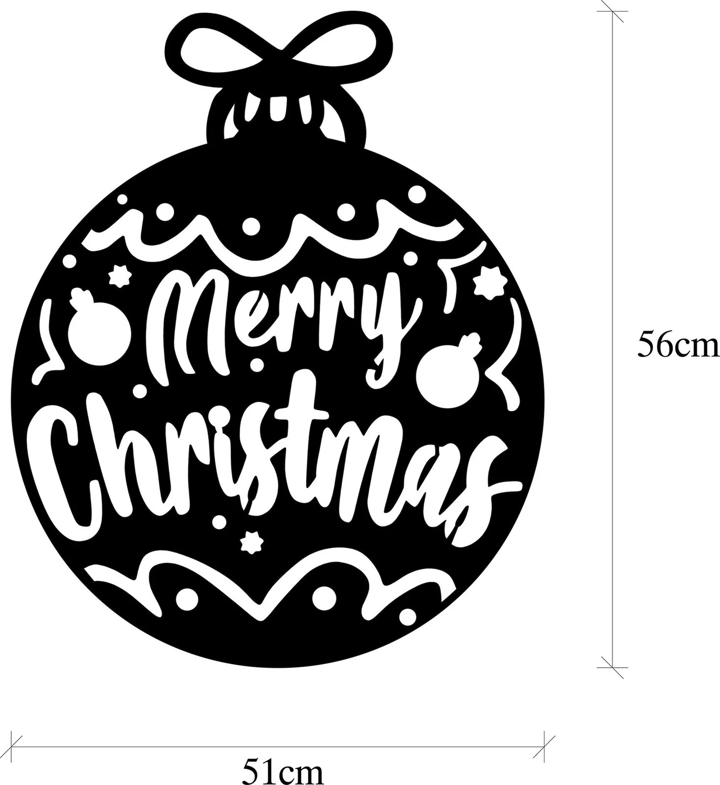 Aksesor dekorativ metalik për mur, ngjyrë e zezë, XMASBLACK - 007