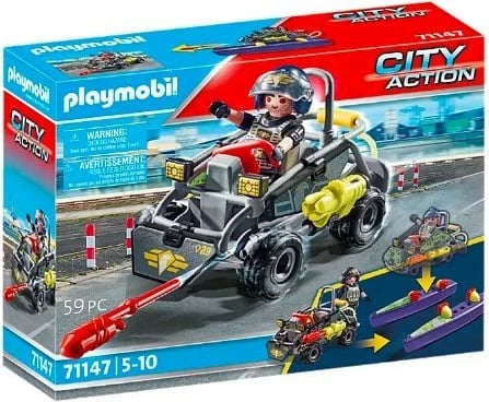 Set lodrash Playmobil City Action 71147, quad transformues me figurë special forces, 59 pjesë