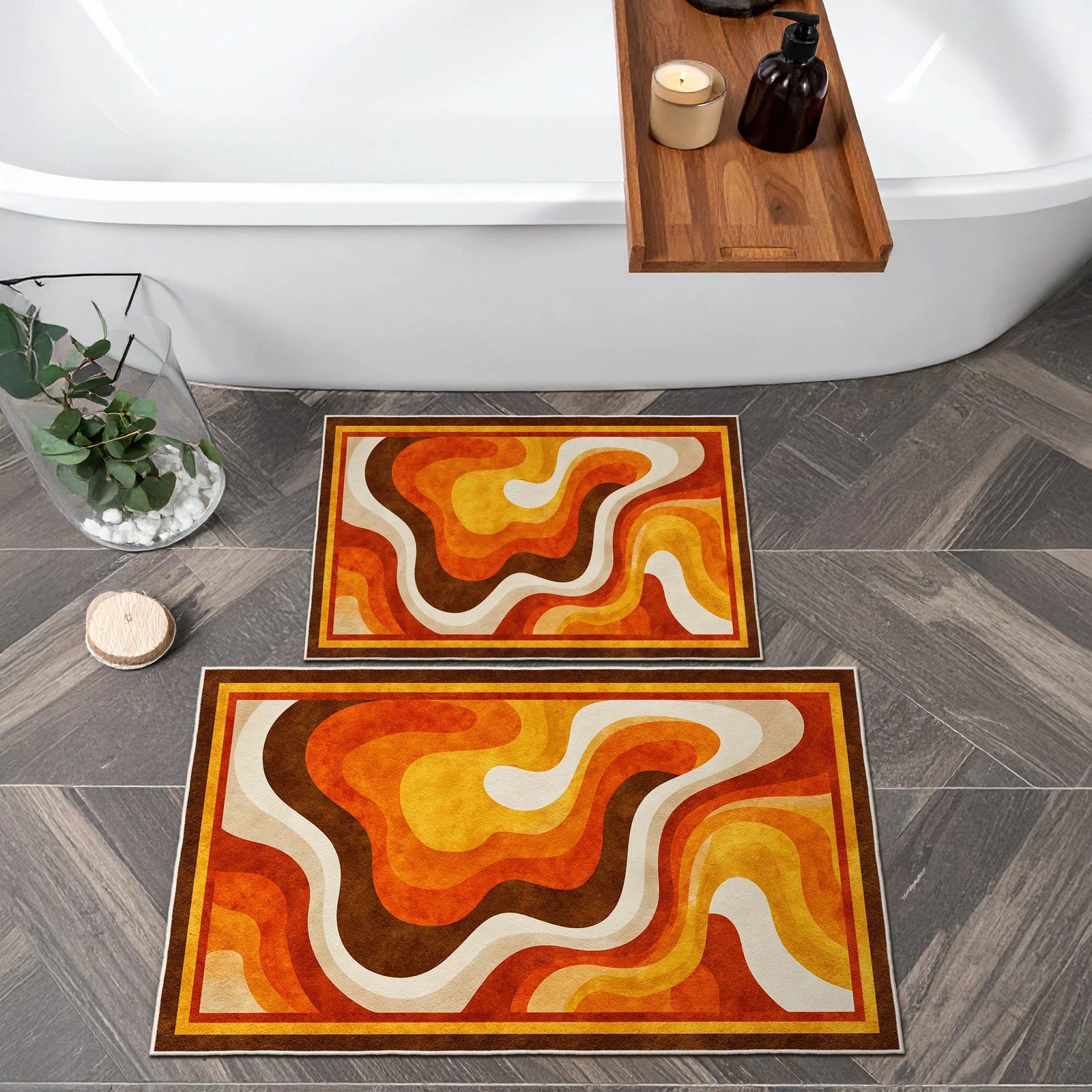Set tapetash për banjo, 2 copë, ngjyrë portokalli, Mijolnir, Asr07