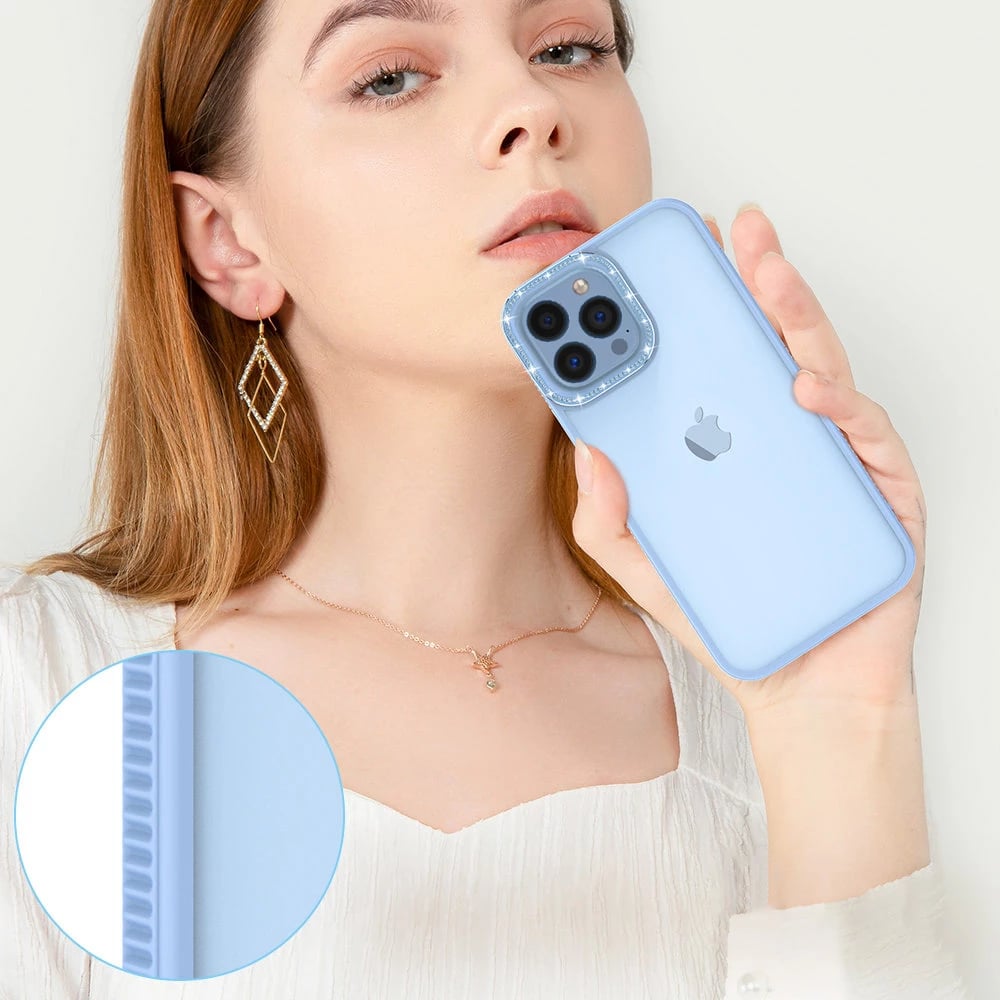 Mbështjellës Kingxbar Sparkle Series për iPhone 13 Pro Max, me kristale, Blu