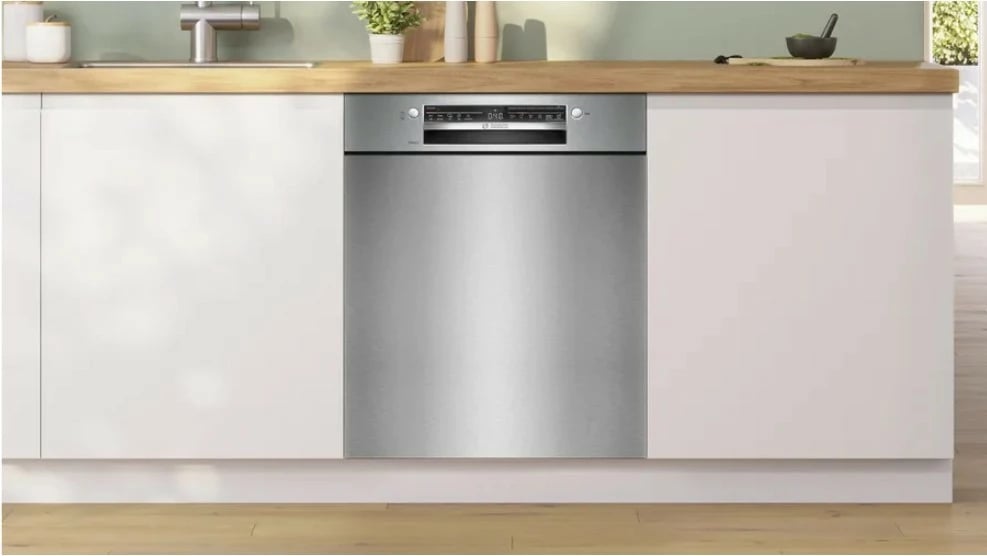 Lavastovilje e integrueshme frontale, Bosch SMU2HVS06E, 14 sete, 60 cm, 46 dB, Klasa C, Home Connect, ExtraDry, inox