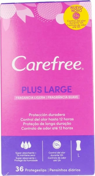 Mbrojtëse ditore Carefree Plus Large, 36 copë