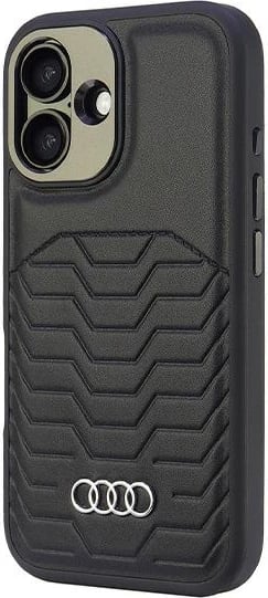 Mbështjellës Audi Synthetic Leather MagSafe për iPhone 16 6.1", i zi, hardcase
