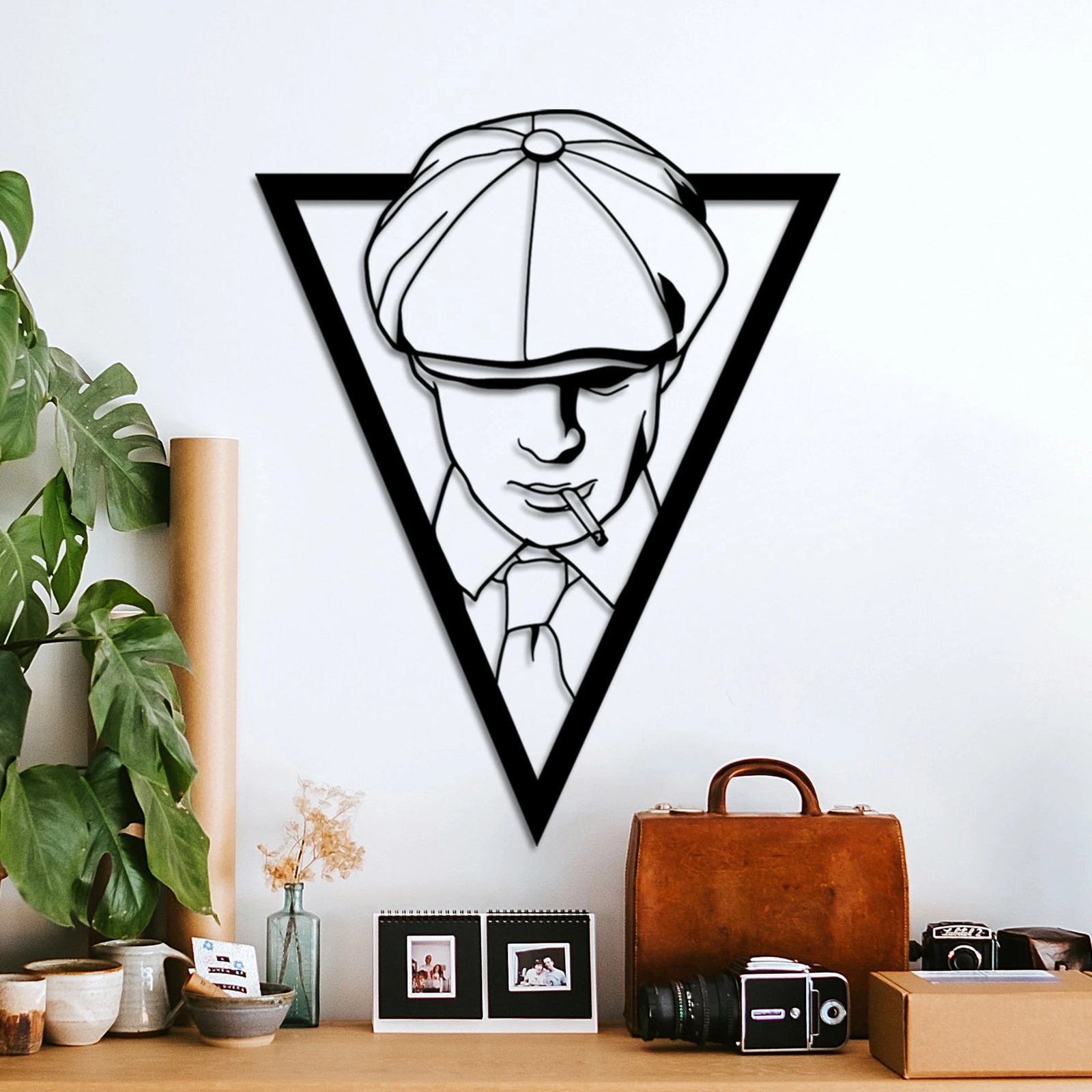 Aksesor dekorativ metalik për mur, Wallity Shelby, ngjyrë e zezë, 53x42cm