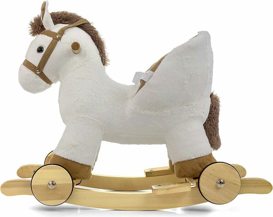 Kalë luhatës 2-në-1, Milly Mally, Polly, me rrota dhe tinguj, 12–36 muaj, i bardhë