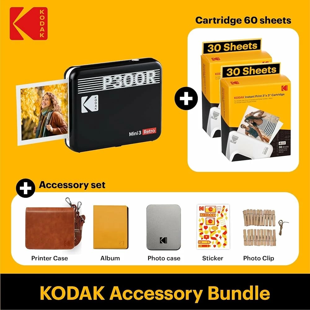 Printer portativ Kodak mini 3 Era, 3x3, aksesorë KIT + 60 faqe, i zi