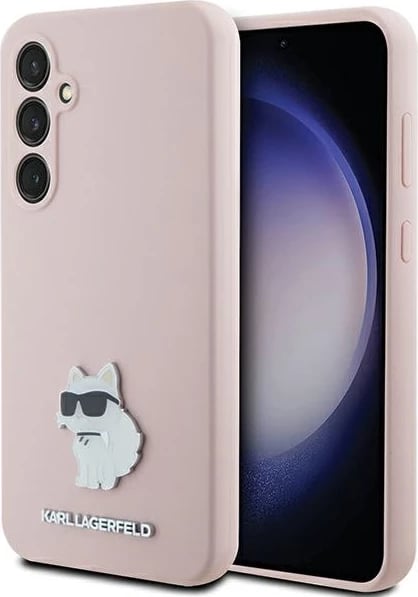 Mbështjellës Karl Lagerfeld Silicone Choupette Metal Pin për Samsung Galaxy S23 FE, Rozë