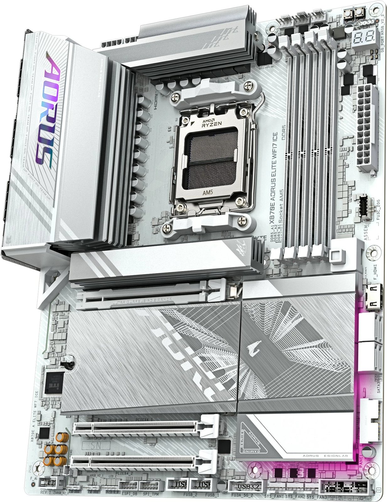 Pllakë amë Gigabyte X870E AORUS ELITE WIFI7 ICE, Socket AM5, WiFi 7, e argjendtë