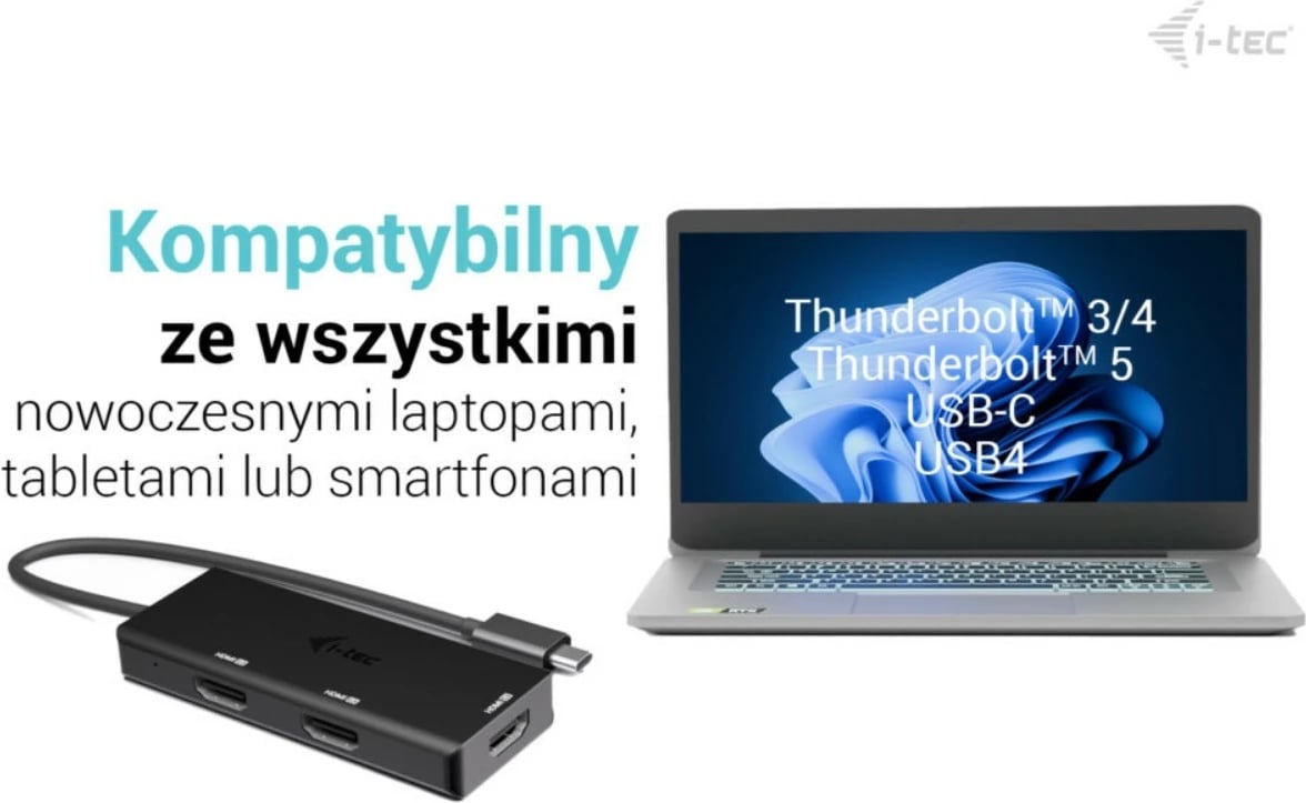 Stacion dokimi USB-C, i-tec, C31TRIPLE4KHDMIPD, 3x HDMI 4K/60 ose 1440p/144 Hz, Power Delivery 100W, kabllo 20 cm, e zezë