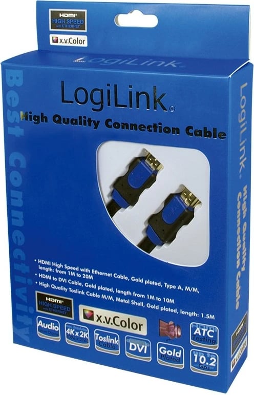 Kabllo HDMI LogiLink 1m, gold plated, e zezë/blu