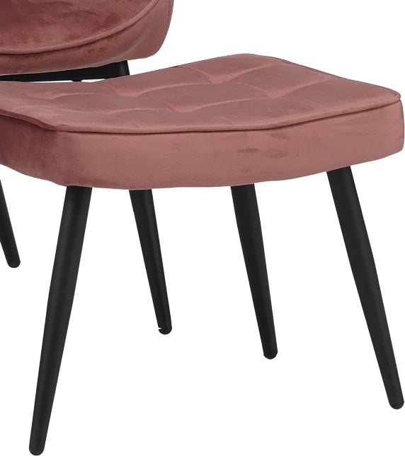 Fotel me stol Dorita, kadife ngjyrë mollë e kalbur, këmbë metalike të zeza, 68.5x76x103cm