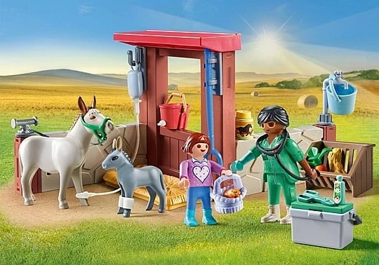 Set lodrash Playmobil Country 71471 Veterinari me gomarë, 55 pjesë