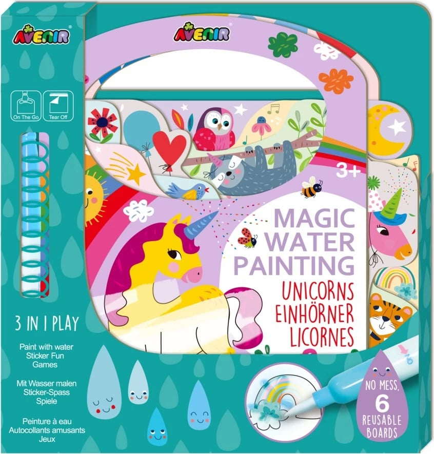 Set ngjyrosje me ujë MG DYSTRYBUCJA Magical Water Picture Unicorns, 6 faqe, 59 ngjitëse, me stilolaps ujë