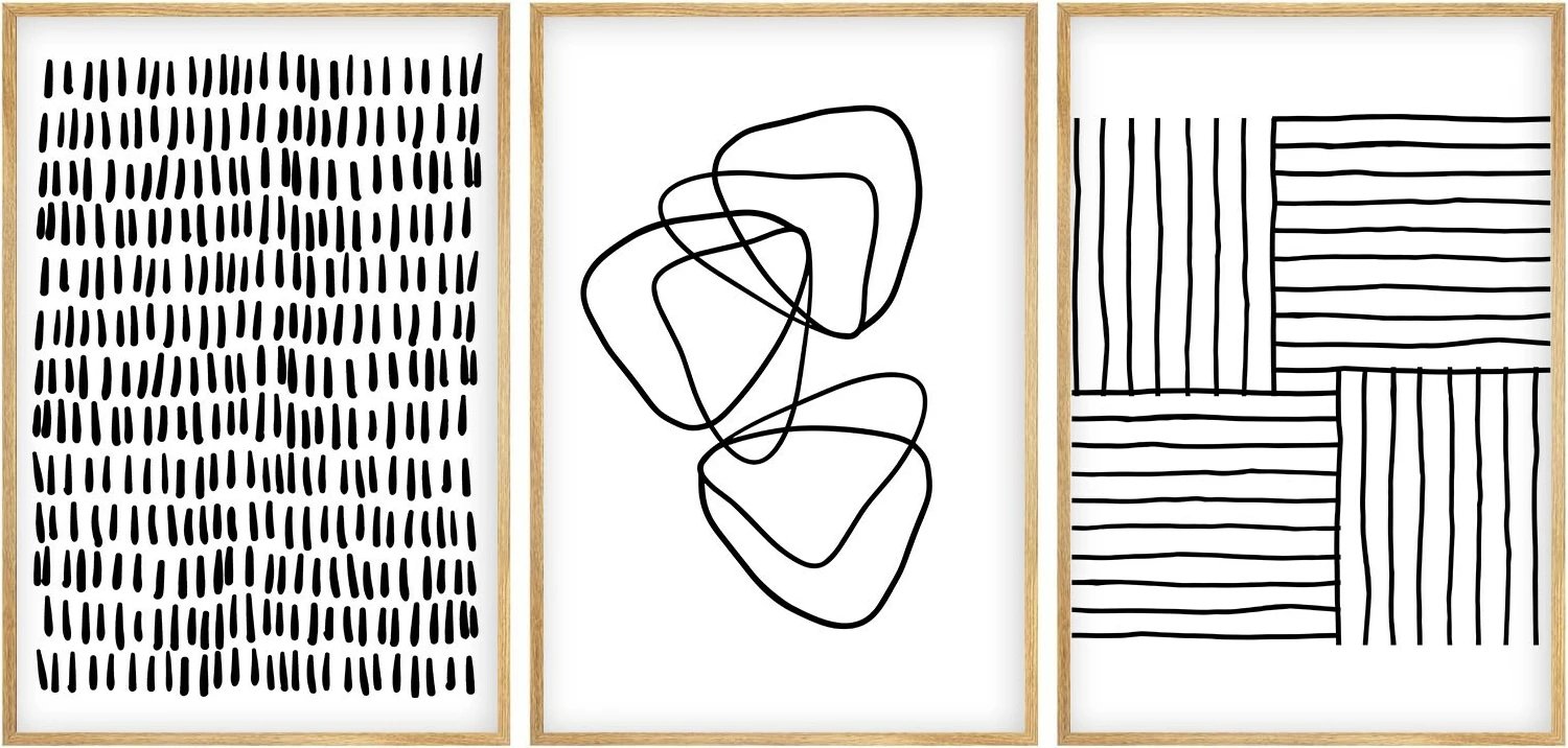 Pikturë dekorative me kornizë, MDF, 3 copë, Wallity, Huhu239, 30x40cm