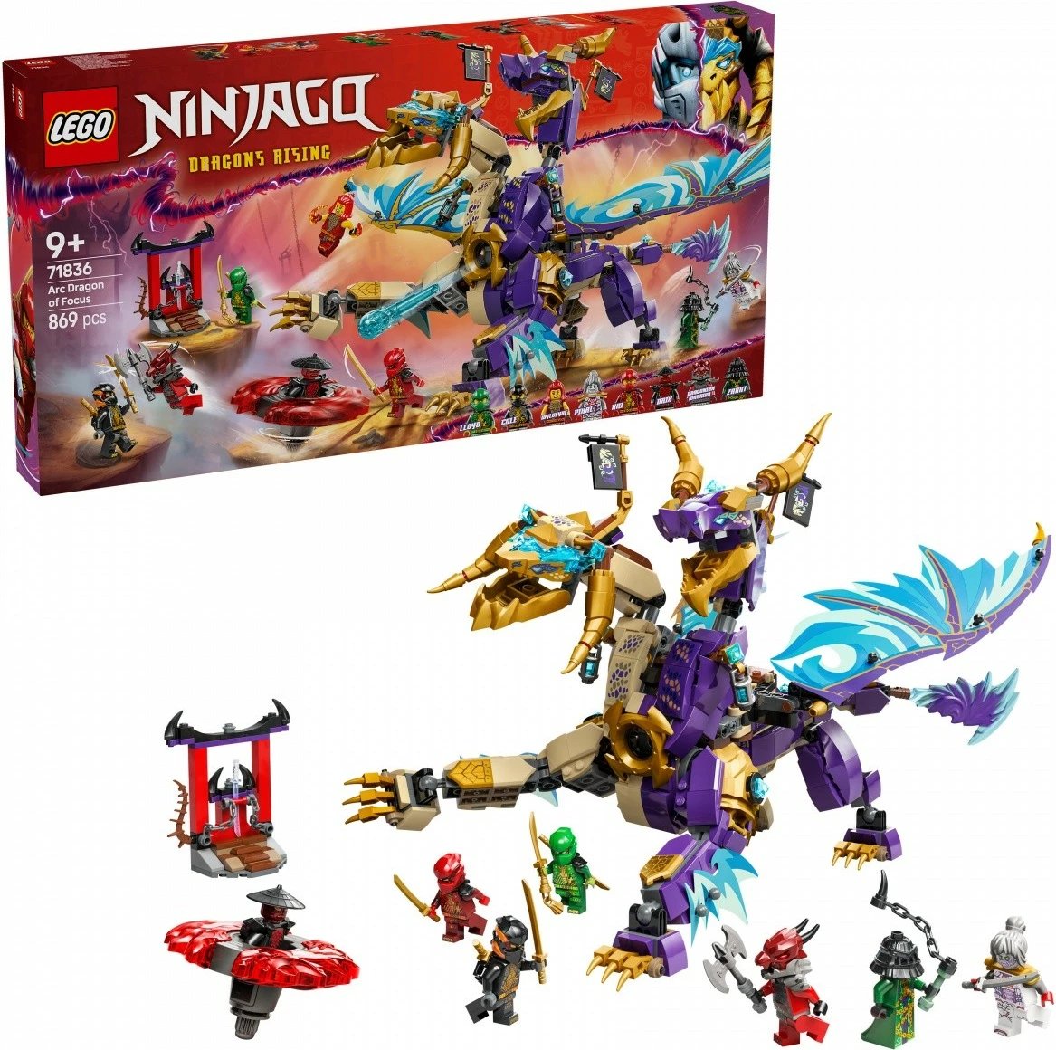 Set ndërtimi LEGO Ninjago 71836 Arcysmok Focus, 869 pjesë, plastikë, për fëmijë 9+